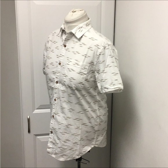 Plugg Mens Short Sleeve Button Down Casual Shirt, White, size S - Picture 11 of 13